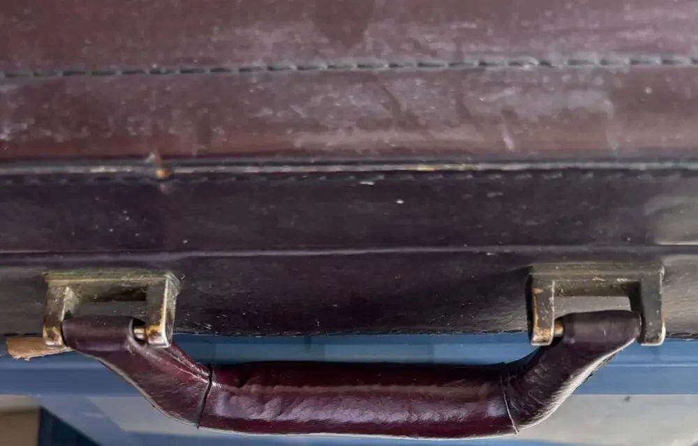 Vintage Top Grain Leather briefcase made In Romania.